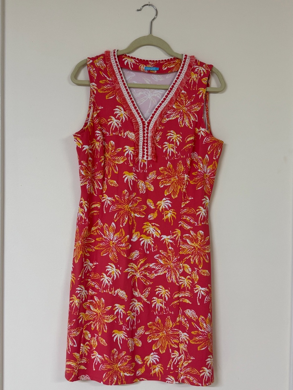 J McLaughlin Red Floral Sleeveless V-Neck Dress